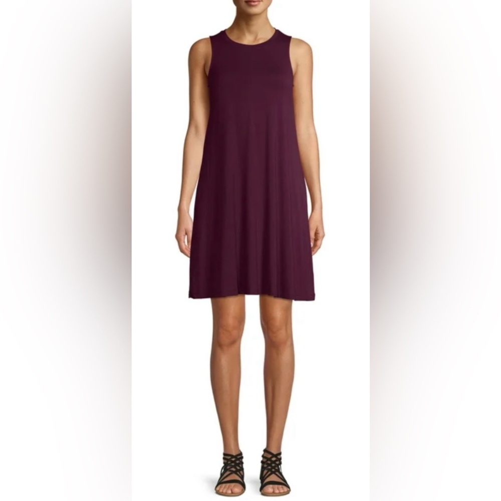 Anne Klein Sleeveless Tunic Sheath Elegant Purple Dress sz16 Purple